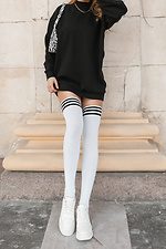 White high knee socks in cotton with black stripes above the knees M-SOCKS 2040162 photo №1