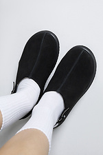 Women's closed sandals with a wide toe made of genuine suede  4206162 photo №2