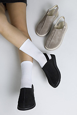 Women's closed sandals with a wide toe made of genuine suede  4206162 photo №5