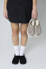 Women's closed sandals with a wide toe made of genuine suede  4206162 photo №6