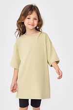 Детская хлопковая футболка оверсайз оливкового цвета Garne 7770162 фото №2