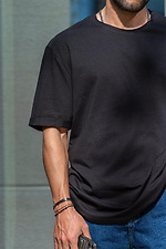 Черная хлопковая футболка с круглым вырезом VDLK 8031163 фото №2