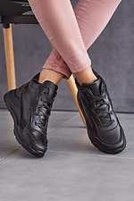 Черные высокие кроссовки на зиму из натуральной кожи 8019164 фото №1