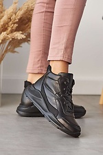 Черные высокие кроссовки на зиму из натуральной кожи 8019164 фото №3