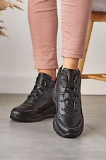 Черные высокие кроссовки на зиму из натуральной кожи 8019164 фото №4