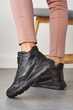 Черные высокие кроссовки на зиму из натуральной кожи 8019164 фото №5