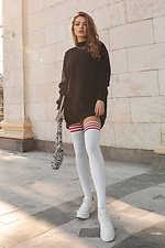 White high knee socks in cotton with red stripes above the knees M-SOCKS 2040165 photo №2