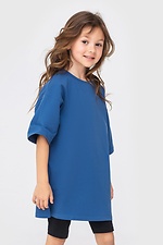 Детская хлопковая футболка оверсайз синего цвета Garne 7770165 фото №1