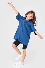 Детская хлопковая футболка оверсайз синего цвета Garne 7770165 фото №2