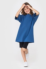 Детская хлопковая футболка оверсайз синего цвета Garne 7770165 фото №3