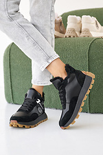 Женские кроссовки кожаные зимние черные  2505167 фото №8
