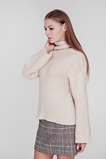 Свободный вязаный свитер с высокой горловиной и широкими рукавами  4038167 фото №2