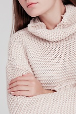 Вільний в'язаний светр з високою горловиною та широкими рукавами  4038167 фото №4