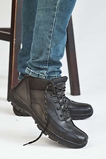 Мужские зимние кроссовки из натуральной кожи черного цвета 8019168 фото №5