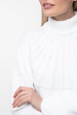 Теплый вязаный свитер оверсайз с высоким горлом  4038169 фото №4