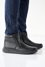 Men's leather winter boots black  2505170 photo №4