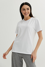 Базовая хлопковая футболка LUXURY-W белого цвета Garne 3040170 фото №6