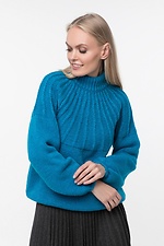 Теплый вязаный свитер оверсайз с высоким горлом  4038170 фото №1