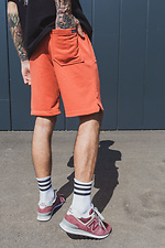 Прямые хлопковые шорты до колен оранжевого цвета Esthetic 8035170 фото №5