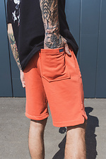Прямые хлопковые шорты до колен оранжевого цвета Esthetic 8035170 фото №6