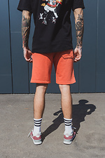 Прямые хлопковые шорты до колен оранжевого цвета Esthetic 8035170 фото №7