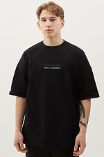 Черная оверсайз футболка из хлопка с патриотической надписью GEN 9000170 фото №1