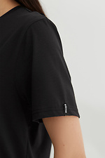 Basic schwarzes Baumwoll-T-Shirt LUXURY-W Garne 3040171 Foto №3