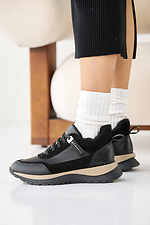 Damen - Winter - Ledersneaker in Schwarz und Beige 2505172 Foto №3