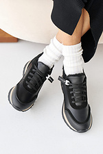 Damen - Winter - Ledersneaker in Schwarz und Beige 2505172 Foto №4