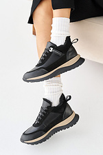 Damen - Winter - Ledersneaker in Schwarz und Beige 2505172 Foto №5