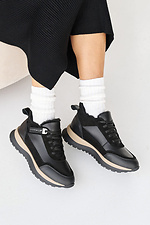 Damen - Winter - Ledersneaker in Schwarz und Beige 2505172 Foto №6