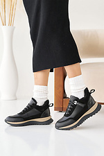 Damen - Winter - Ledersneaker in Schwarz und Beige 2505172 Foto №7