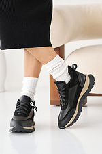 Damen - Winter - Ledersneaker in Schwarz und Beige 2505172 Foto №8