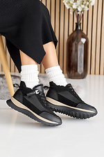 Damen - Winter - Ledersneaker in Schwarz und Beige 2505172 Foto №10