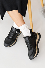 Damen - Winter - Ledersneaker in Schwarz und Beige 2505172 Foto №11