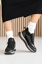 Damen - Winter - Ledersneaker in Schwarz und Beige 2505172 Foto №12