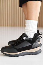 Damen - Winter - Ledersneaker in Schwarz und Beige 2505172 Foto №13