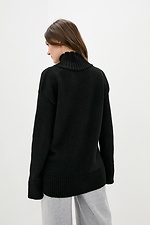Черный шерстяной свитер оверсайз с высоким горлом  4038172 фото №3