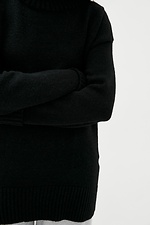 Черный шерстяной свитер оверсайз с высоким горлом  4038172 фото №4