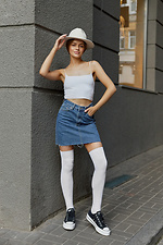Hohe Strümpfe aus weißer Baumwolle, einfarbig M-SOCKS 2040173 Foto №8