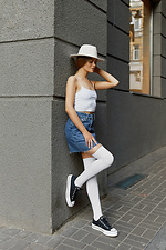 Hohe Strümpfe aus weißer Baumwolle, einfarbig M-SOCKS 2040173 Foto №11