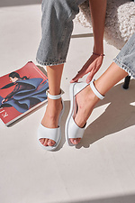 Women's White Leather Sandals  4206173 photo №4