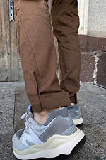 Коттоновые брюки карго зауженные коричневого цвета GEN 8000173 фото №4