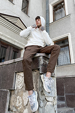 Коттоновые брюки карго зауженные коричневого цвета GEN 8000173 фото №5