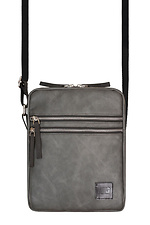 Matte gray leatherette shoulder bag with external zip pockets GARD 8011173 photo №1