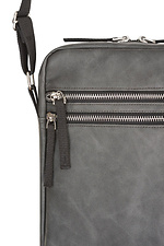 Matte gray leatherette shoulder bag with external zip pockets GARD 8011173 photo №2