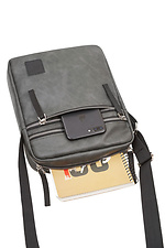 Matte gray leatherette shoulder bag with external zip pockets GARD 8011173 photo №3