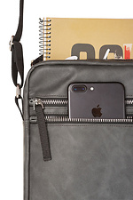 Matte gray leatherette shoulder bag with external zip pockets GARD 8011173 photo №6