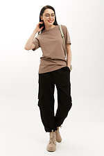 Базовая хлопковая футболка LUXURY-W бежевого цвета Garne 3040174 фото №2