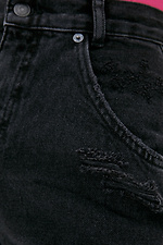 Чорні джинсові шорти з високою талією  4009174 фото №3